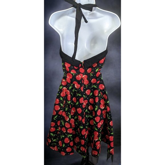 Jolie Moi Cherry Pinup Rockabilly Halter Dress - Picture 2 of 13